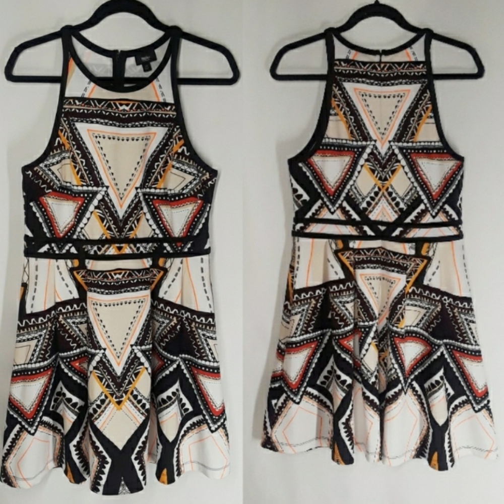 MOSSIMO Tribal Geometric Print Fit and Flare Sleeveless Dress Large - Picture 4 of 7